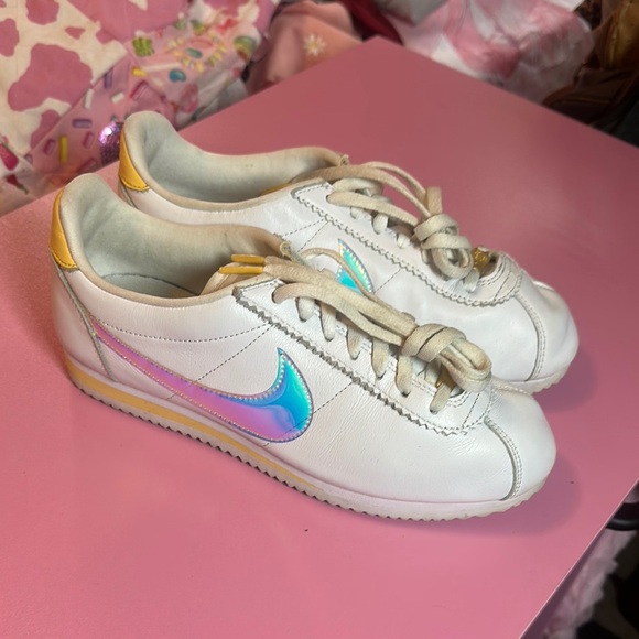 Women's White and Gold Sneakers - Picture 2 of 7